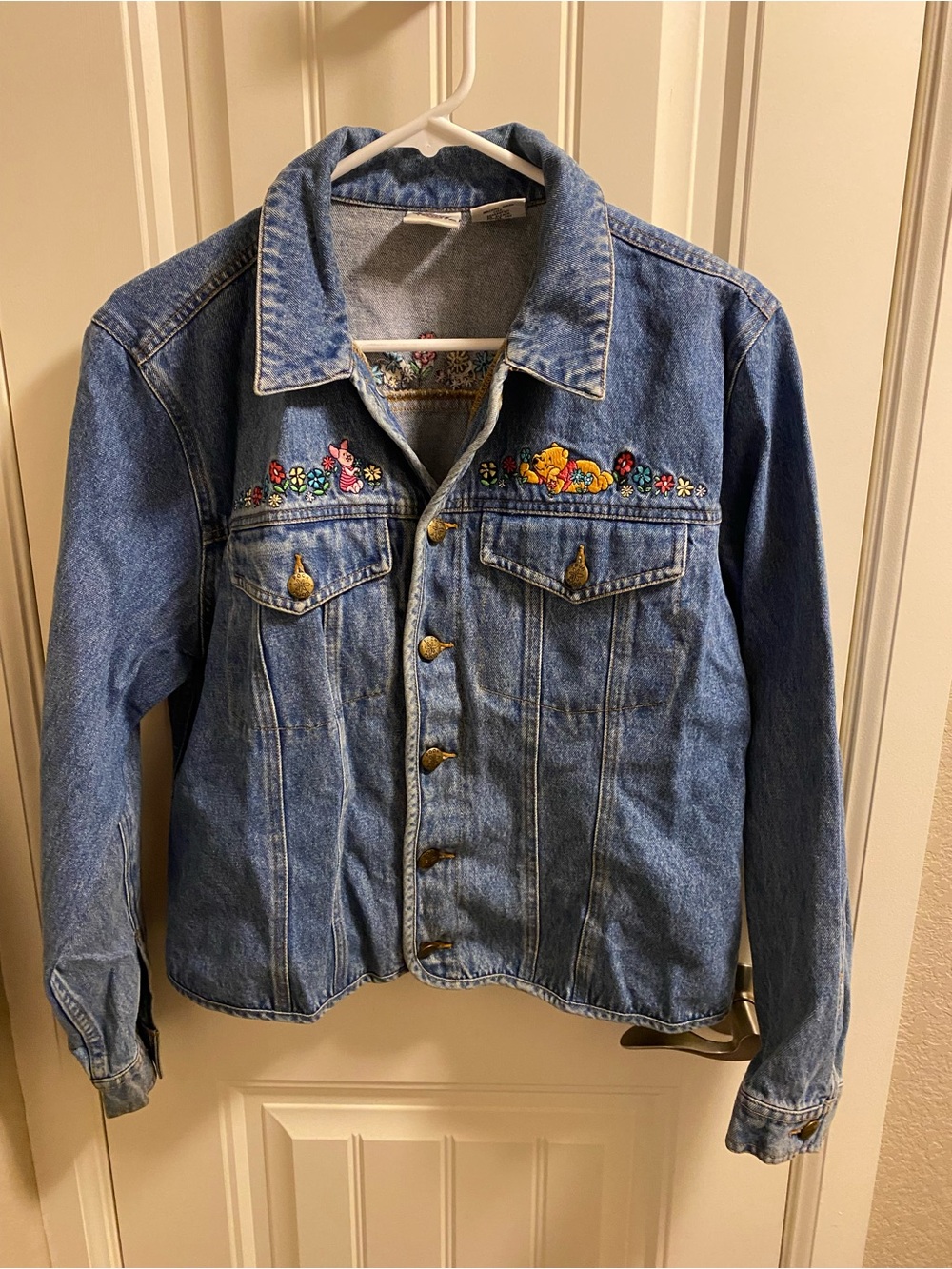 Vintage Disney Catalog L Denim Coat Winnie Pooh Piglet Large Jeans Jacket Lg